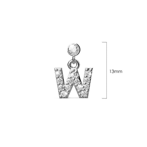 Solid 925 Sterling Silver Initial Crystal Personalised Alphabet Letter Earrings